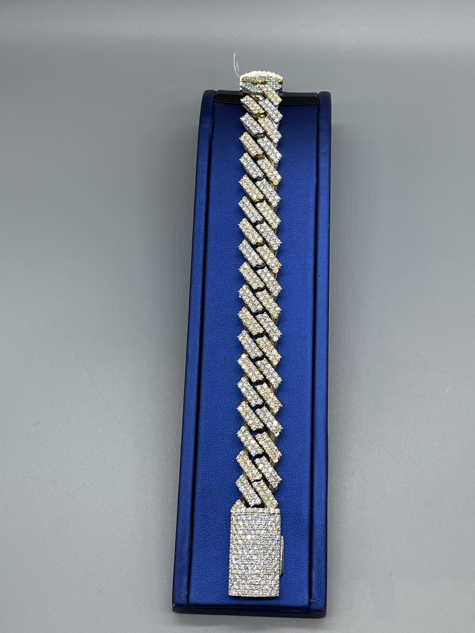 10KT 16MM 13.38CT Dia Two-Tone Cuban Diamond Bracelet - Image 4